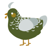 A olive and silver chicken with a half-lace pattern