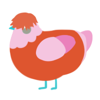 A vermilion and pink chicken with a head pattern