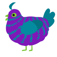A violet and sea chicken with a bar pattern