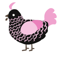A black and pink chicken with a lace pattern