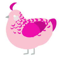 A rose and fuchsia chicken with a half-lace pattern