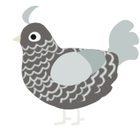 A grey and silver chicken with a lace pattern