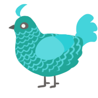 A turquoise and aqua chicken with a lace pattern