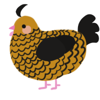 A ochre and sable chicken with a lace pattern