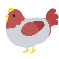 A mist and red chicken with a head pattern