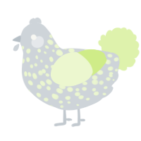 A mist and apple chicken with a speckle pattern