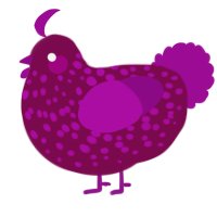 A wine and plum chicken with a speckle pattern