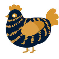 A tumblr and orange chicken with a bar pattern