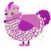 A mist and amethyst chicken with a lace pattern