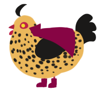 Dioe, a honey and sable chicken with a speckle pattern