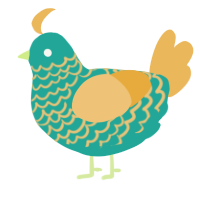 A turquoise and honey chicken with a lace pattern