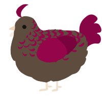 A bark and maroon chicken with a half-lace pattern