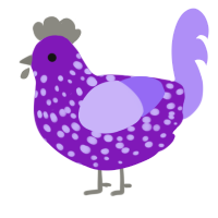 A violet and lilac chicken with a speckle pattern