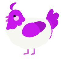 A white and amethyst chicken with a head pattern