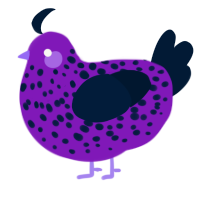 A violet and tumblr chicken with a speckle pattern