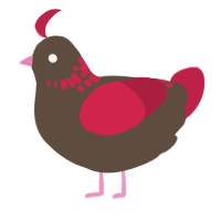 A bark and crimson chicken with a neck-speckle pattern
