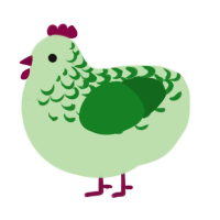 A gluppy and leaf chicken with a half-lace pattern
