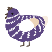 A overcast and cream chicken with a bar pattern