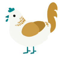 A white and gold chicken with a neck-band pattern