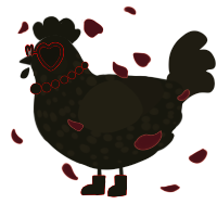 A black and sable chicken with a speckle pattern