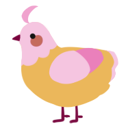 A honey and pink chicken with a head pattern