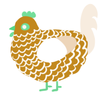 A ochre and cream chicken with a lace pattern