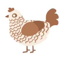 A cream and brown chicken with a lace pattern