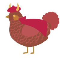 A russet and red chicken with a lace pattern