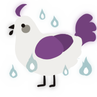 A silver and violet chicken