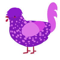 Grape, a violet and orchid chicken with a speckle pattern