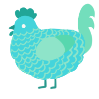 A aqua and mint chicken with a lace pattern