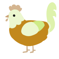 A ochre and apple chicken with a head pattern