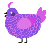 A blurple and orchid chicken with a lace pattern