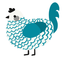 A white and sea chicken with a lace pattern