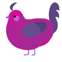 A fuchsia and overcast chicken with a double-lace pattern