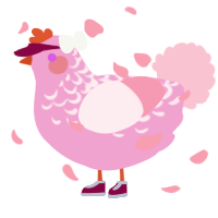 A pink and rose chicken with a half-lace pattern
