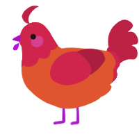 A vermilion and crimson chicken with a head pattern