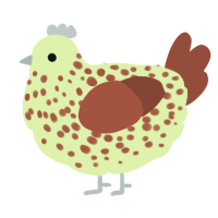 A apple and russet chicken with a speckle pattern