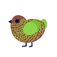 Friendshape, a russet and grass chicken with a lace pattern