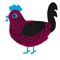 A maroon and sable chicken with a lace pattern