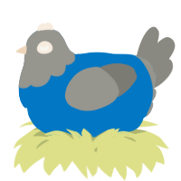 A sapphire and ash chicken with a head pattern