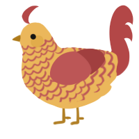 A honey and red chicken with a lace pattern
