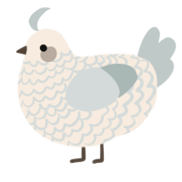 A cream and silver chicken with a lace pattern