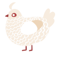 A cream chicken with a lace pattern