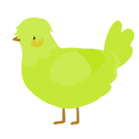 A lime chicken with a head pattern