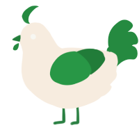 A cream and viridian chicken