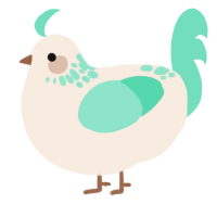 A cream and mint chicken with a neck-speckle pattern