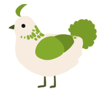 A cream and chartreuse chicken with a neck-speckle pattern