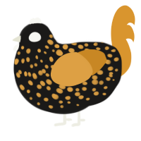 A sable and orange chicken with a speckle pattern