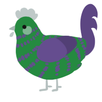 A viridian and overcast chicken with a bar pattern